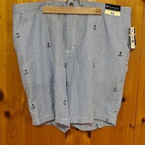Weekender® Men's Stripes Anchor Seersucker Shorts Blue Size 42